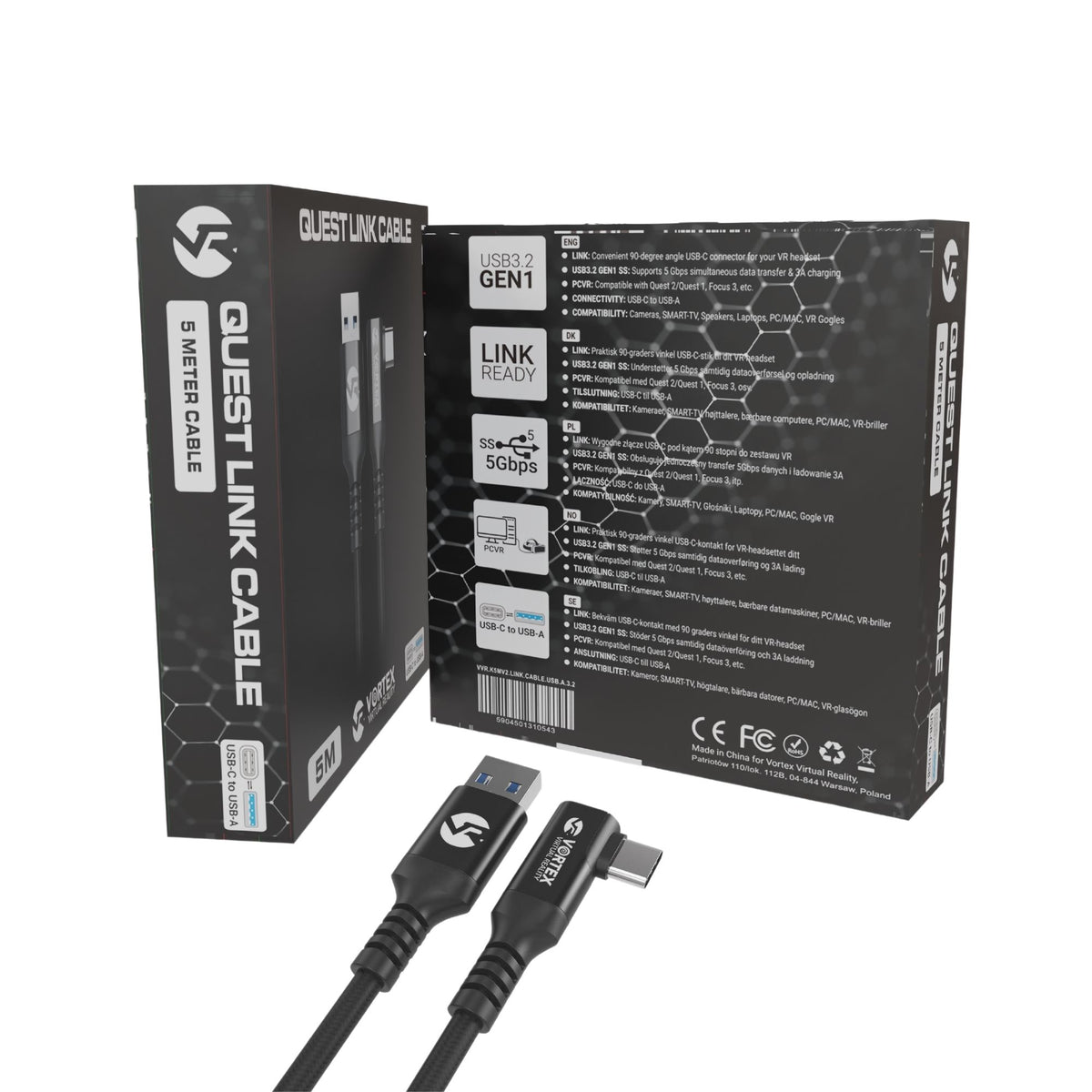 新品開封品  VR  Quest Link Cable 5m Kabel Oculus Link do słuchawek VR Quest 2 i Quest - 5M - PC