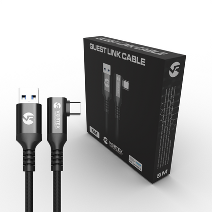 Oculus Link Kabel VortexVR 5m + Element mocujący | USB-A | do Quest 3 (lub Quest 2) | SteamVR | SideQuest