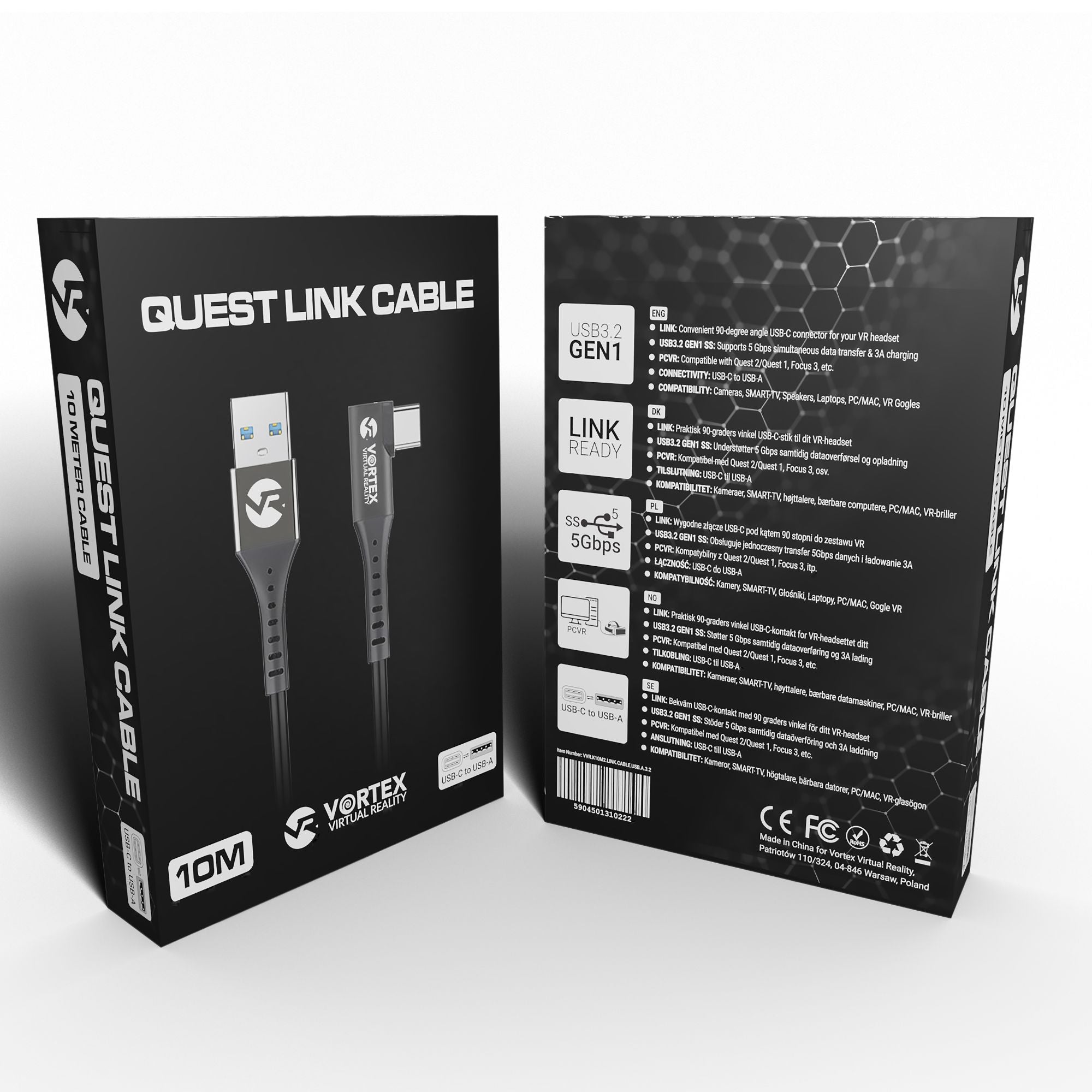 Oculus Link Kabel 10m | USB-A | do Oculus Quest 2 (lub Quest 1) | SteamVR | SideQuest