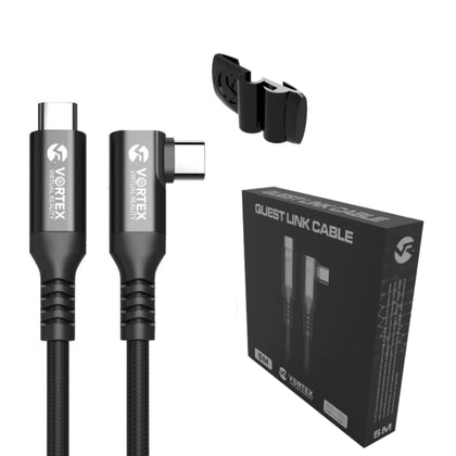 Oculus Link Kabel VortexVR 5m + Element mocujący | USB-C | do Oculus Quest 1, 2, 3 | SteamVR | SideQuest